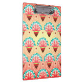 アールデコピンクの花金ゴールドティール（緑がかった色）フローラ クリップボード (右)