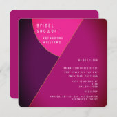 アールデコピンクラウンドスクエアブライダルシャワー 招待状 (正面/裏面)