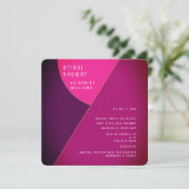 アールデコピンクラウンドスクエアブライダルシャワー 招待状 (スタンド正面)