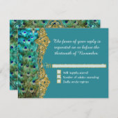 アールデコピーコックグラムオールドハリウッドウェディングRSVP 出欠カード (正面/裏面)