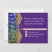 アールデコピーコックグラムオールドハリウッドパープル結婚ズ 出欠カード (正面)