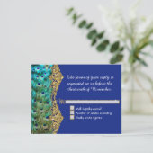 アールデコピーコックグラムオールドハリウッドブルーRSVP 出欠カード (スタンド正面)