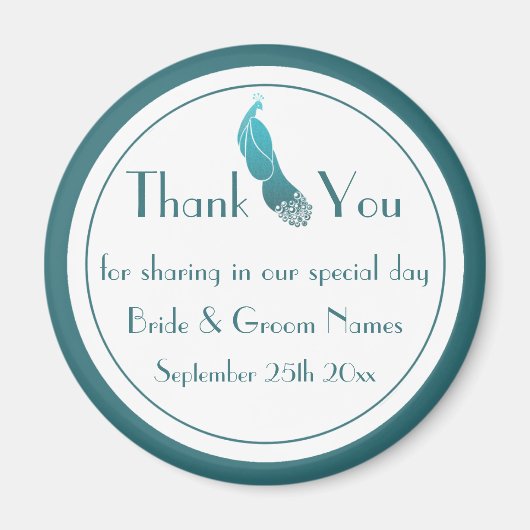 アールデコピーコックサンキューアイズ結婚式の引き出物マグネット マグネット (正面)