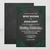 アールデコピーコックシャルボード結婚式招待状 招待状 (正面/裏面)