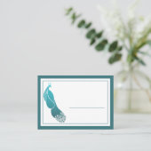 アールデコピーコックティール(緑がかった色)座席表名刺 プレイスカード (スタンド正面)