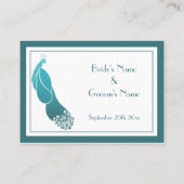 アールデコピーコックティール(緑がかった色)座席表名刺 プレイスカード (裏面)