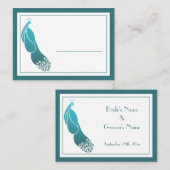 アールデコピーコックティール(緑がかった色)座席表名刺 プレイスカード (正面/裏面)