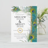 アールデコピーコックフェザー金ゴールドグリッタータイポグラフィ 招待状 (スタンド正面)