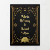 アールデコピーコックライオンシーホース象結婚のTr 三つ折り招待状 (カバー)