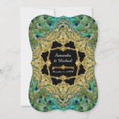 アールデコピーコック金ゴールドグリッターオールドハリウッドギャツビー 招待状 (裏面)