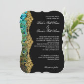 アールデコピーコック金ゴールドグリッターオールドハリウッドギャツビー 招待状 (スタンド正面)