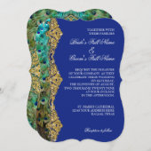 アールデコピーコック金ゴールドグリッターオールドハリウッドギャツビー 招待状 (正面/裏面)