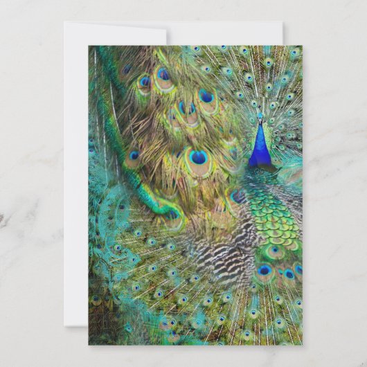 アールデコピーコック金ゴールドグリッターハリウッド誕生日 招待状 (裏面)