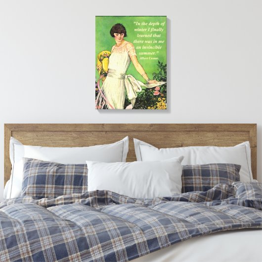 アールデコファッションやる気を起こさせる:冬の引用文 キャンバスプリント (インサイチュ (寝室))