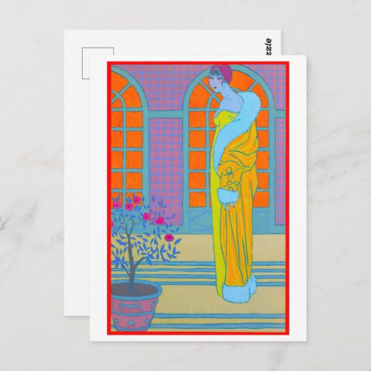 アールデコファッションスケッチバイジョージバービアポストカー ポストカード (正面/裏面)