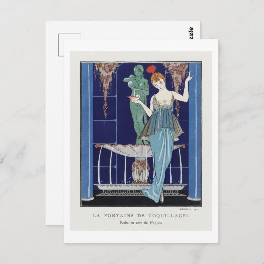 アールデコファッション夕べガウンバイバービエ ポストカード (正面/裏面)