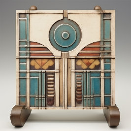 アールデコファンとサークルティール（緑がかった色）タンラスティ タイル