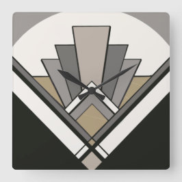 アールデコファンのタイルの時計 スクエア壁時計