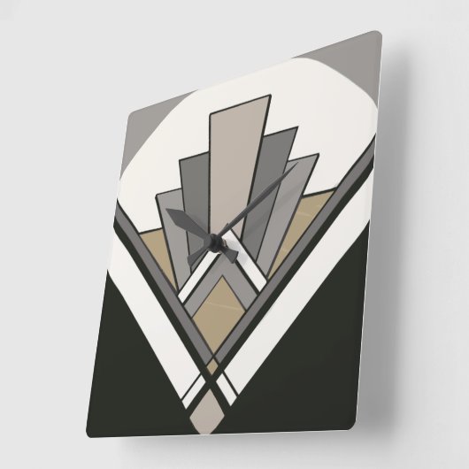 アールデコファンのタイルの時計 スクエア壁時計 (傾斜)