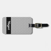 アールデコファンのパターンの白黒の個人用設定 ラゲッジタグ (正面横)