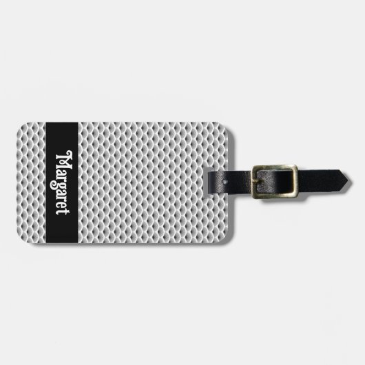 アールデコファンのパターンの白黒の個人用設定 ラゲッジタグ (正面横)