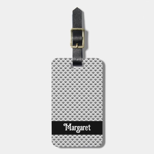 アールデコファンのパターンの白黒の個人用設定 ラゲッジタグ (正面縦)