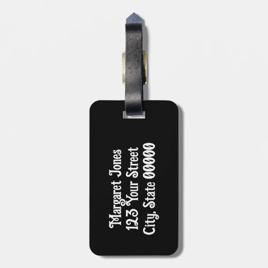 アールデコファンのパターンの白黒の個人用設定 ラゲッジタグ (裏面縦)