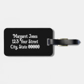 アールデコファンのパターンの白黒の個人用設定 ラゲッジタグ (裏面横)