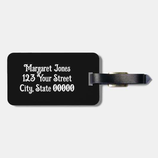 アールデコファンのパターンの白黒の個人用設定 ラゲッジタグ (裏面横)