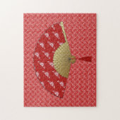 アールデコファンの蝶パターン、深い赤 ジグソーパズル (縦)