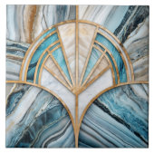 アールデコファンシェル – トラバーチンと青の大理石 タイル (正面)