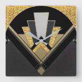 アールデコファンスタイル(金ゴールド) スクエア壁時計 (正面)