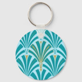 アールデコファンパターン – アクアターコイズ キーホルダー (正面)