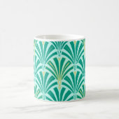 アールデコファンパターン – アクアターコイズ コーヒーマグカップ (中央)