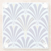 アールデコファンパターン-コバルトおよびスカイブルー ガラスコースター (裏面)