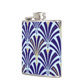 アールデコファンパターン-コバルトおよびスカイブルー フラスク (左)