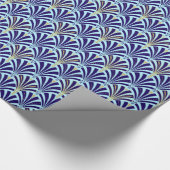 アールデコファンパターン-コバルトおよびスカイブルー ラッピングペーパー (角)