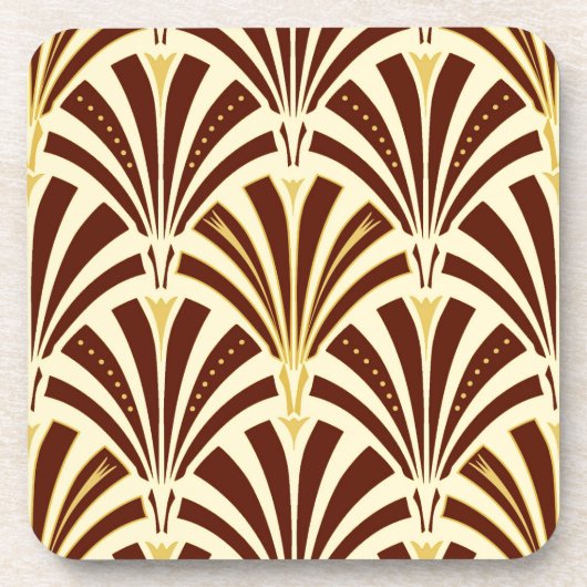 アールデコファンパターン – チョコレートオンクリーム コースター (正面)