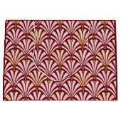 アールデコファンパターン-ピンクおよびバーガンディ ラージペーパーバッグ (正面)