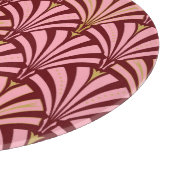 アールデコファンパターン – ピンクとマルーン カッティングボード (角)