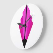 アールデコファンパターン（ピンクとラズベリー） ラージ壁時計 (傾斜)