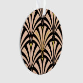 アールデコファンパターン – ピーチオンブラック オーナメント (正面)