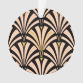 アールデコファンパターン – ピーチオンブラック オーナメント (正面)
