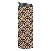 アールデコファンパターン、ピーチピンクonブラック タンブラー (回転右)