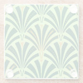 アールデコファンパターン – 松とミントグリーン ガラスコースター (裏面)