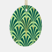 アールデコファンパターン – 松とミントグリーン セラミックオーナメント (右)