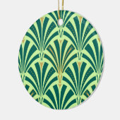 アールデコファンパターン – 松とミントグリーン セラミックオーナメント (左)