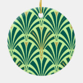 アールデコファンパターン – 松とミントグリーン セラミックオーナメント (裏面)