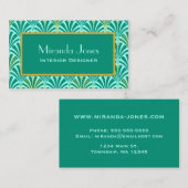 アールデコファンパターン-水のターコイズ 名刺 (正面/裏面)