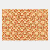 アールデコファンパターン、濃い青、オレンジ、紫 ラッピングペーパーシート (正面2)